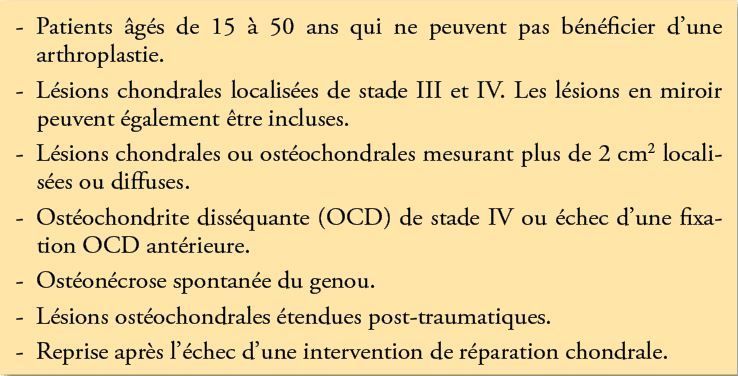 Transplantation d’une allogreffe ostéochondrale fraîche (FOCA) dans le genou. Une technique peu utilisée en Europe offrant des résultats encourageants à long terme