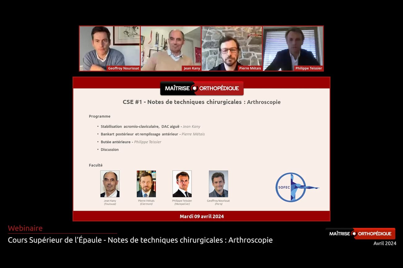 Cours Supérieur de l'Épaule - Notes de techniques chirurgicales : Arthroscopie