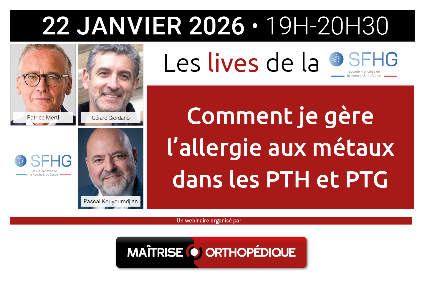 Live de la SFHG - Comment je gère l'allergie aux métaux dans les PTH et PTG