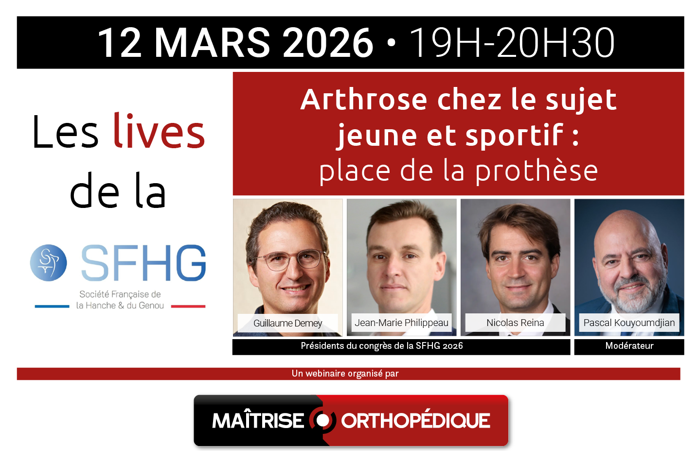 Live de la SFHG - Arthrose chez le sujet jeune et sportif : place de la prothèse