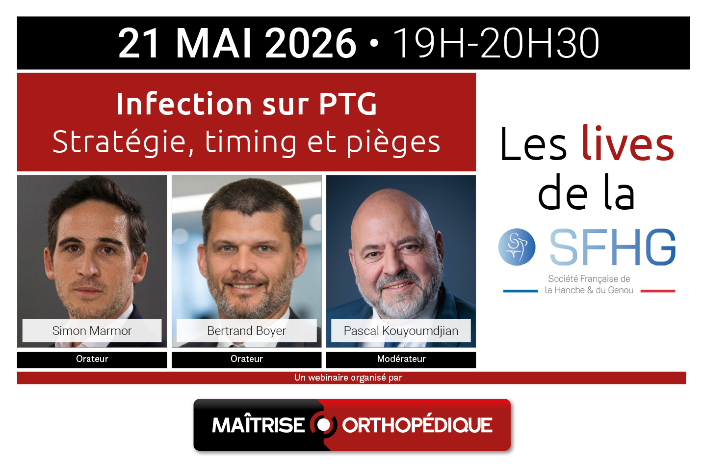 Live de la SFHG - Infection sur PTG : stratégie, timing et pièges